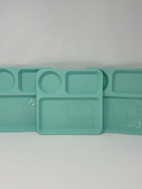 Set of 3 Pillowfort Divided Squares Trays / Plates Target, Light Blue, 9 1/2"